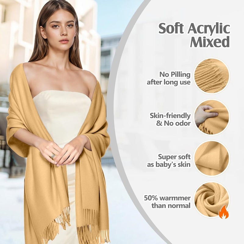 AURUZA Shawls and Wraps for Evening Dresses, Soft Pashmina Shawls for Women, Pashmina Shawls for Wedding Party - Image 2